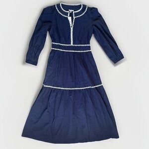 New Avara Marcella Dress Size Large Maxi Tiered Skirt Elastic Waist Timeless